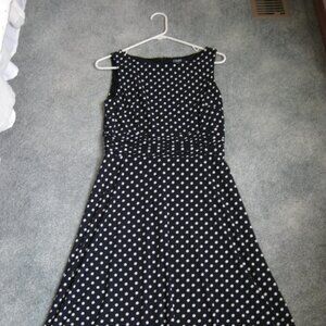 Chaps Sleeveless Dress Women's Black Polka Dot Medium EUC
